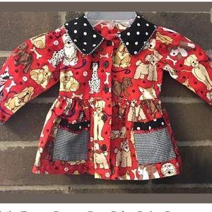 Puppy Dog Print Baby Dress Bright Cute 12M